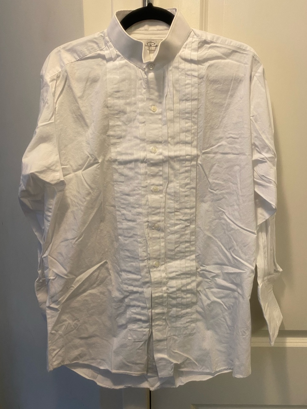Oscar de la Renta White Pleated Front Dress Shirt